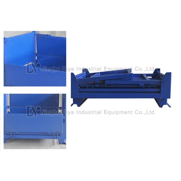 Industrial Steel Folding Stacking Rack System , Blue Steel Turnover Box