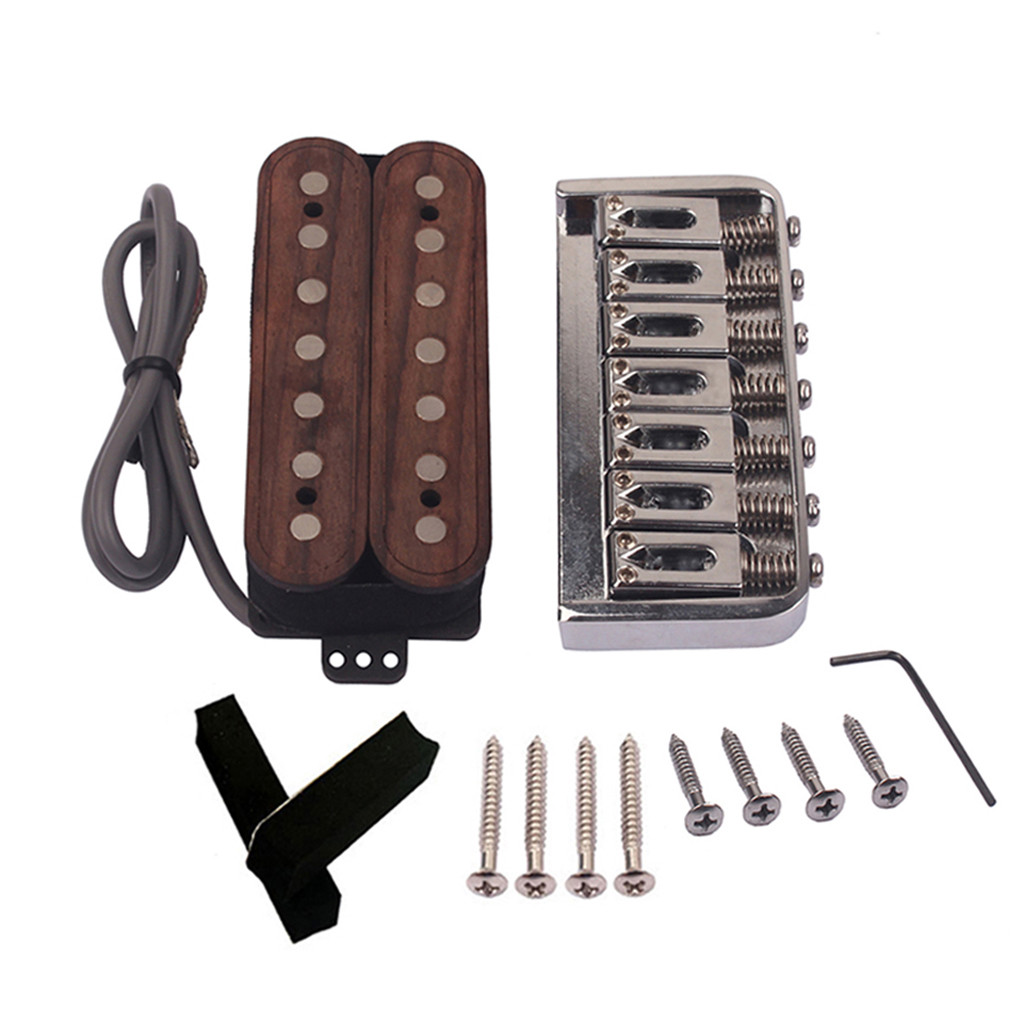Rosewood Humbucker Double Coil 13.5kΩ Double Coil Pickup Set with metal Hardtail Fixed Bridge wrench