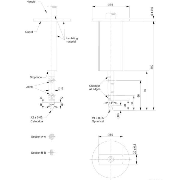 IEC62368 Jointed Test Probe / Finger Length 80mm Diameter 12mm