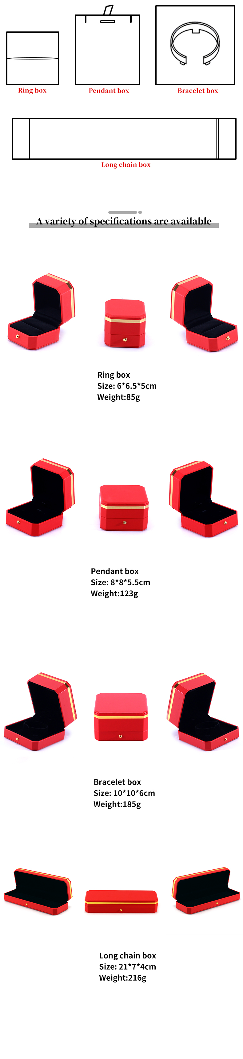 Eye-Catching Red Octagonal PU Leather Luxury Packaging Box with Gold Trim