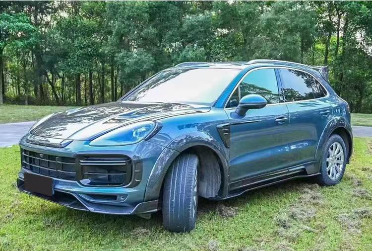 For Porsche Cayenne Carbon Fiber Wide Body Kit Cayenne Upgrades MSY-style Carbon Fiber Front Lip Diffuser Spoiler Hood