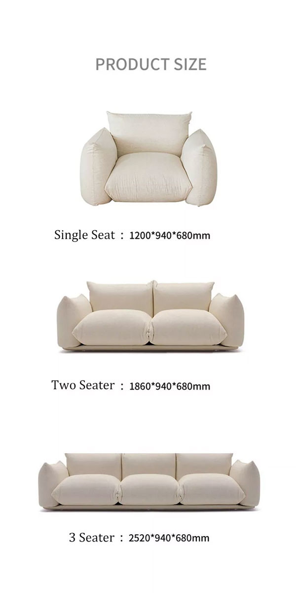 Modular Living Room Sectional Sofa 120cm 2 Seater White Cloud