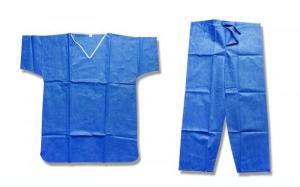 China 3XL Dark Blue SMS Disposable Scrub Suit With Short Sleeve on sale