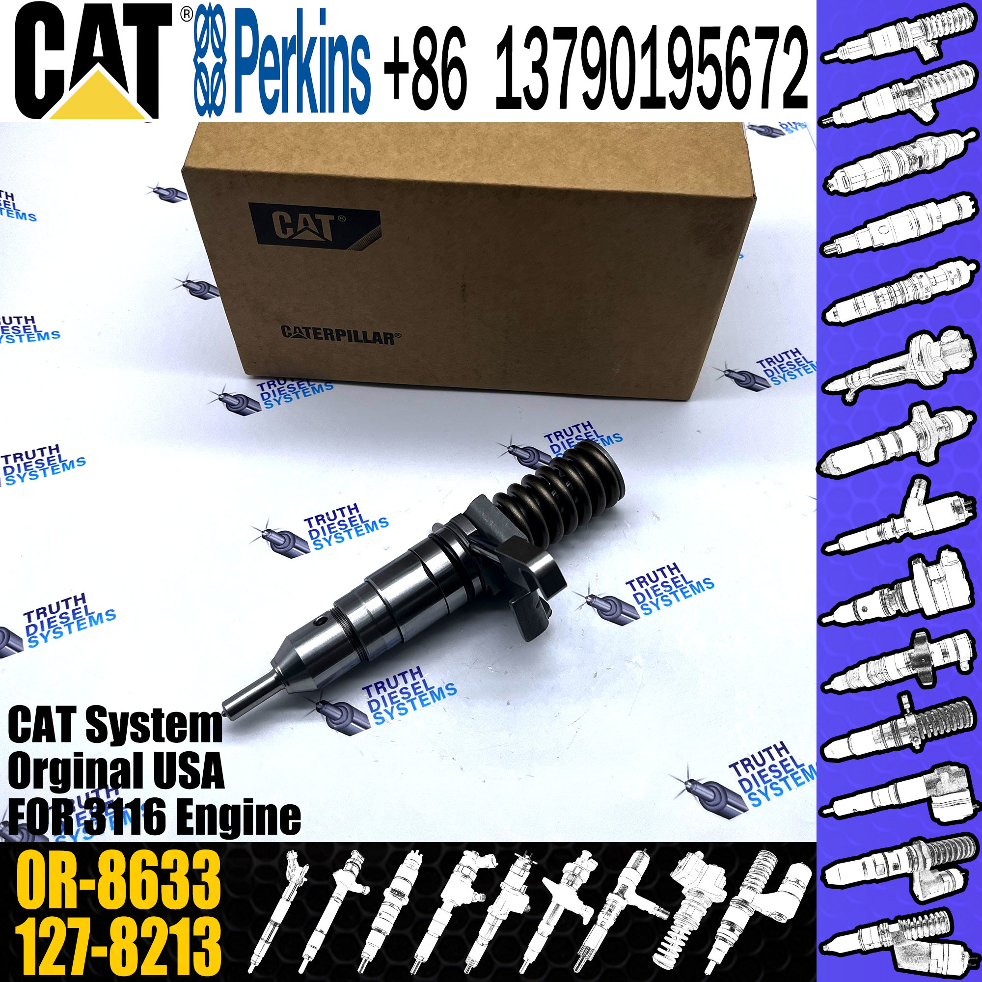 Diesel Engine Fuel Injector Assembly 0R-8633 162-0218 135-2581 for Caterpillar 3116 engine