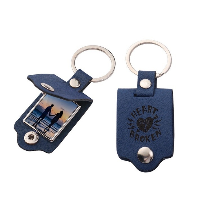Custom Blank Sublimation Leather Photoframe Keychain Multifunctional DIY Leather Keyrings Photo Hanging Ornaments
