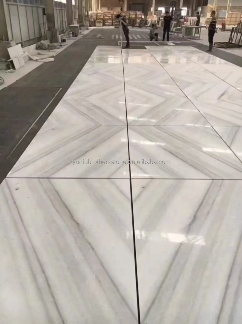 Hotel Design Style Modern White Marble TV Wall Board Panel for Home Renovation Project