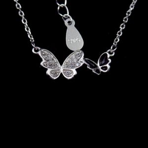 Buy cheap Butterfly 925 Sterling Silver Curb Chain , Cute Cubic Zirconia Drop Necklace from wholesalers