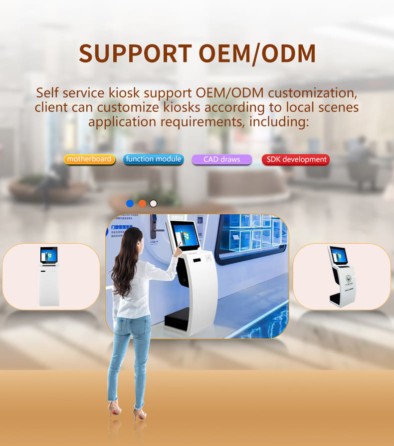 Self Service Queue And Call Terminal Touch Screen Machine Multifunction Self Service Kiosk