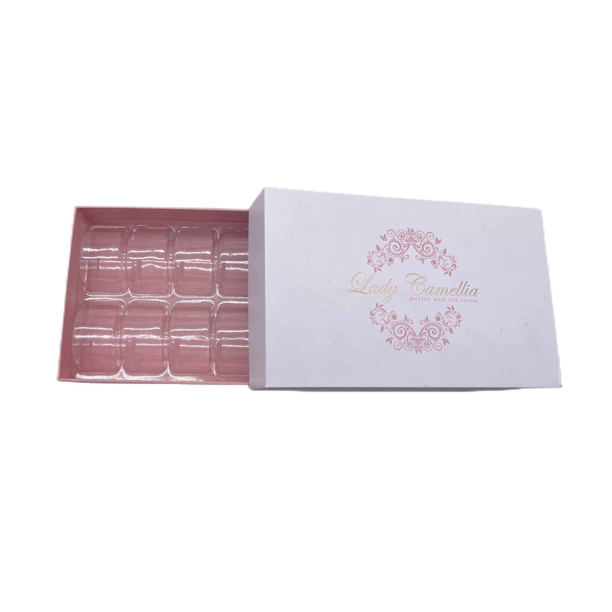 Sweet Pink Macaron Packaging Box High Quality 12 pcs with Plastic Inner Tray
