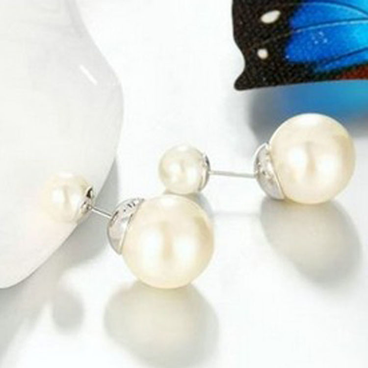Double-faced Pearl Double Pearl Beads Stud Earring (EEPEARL02)