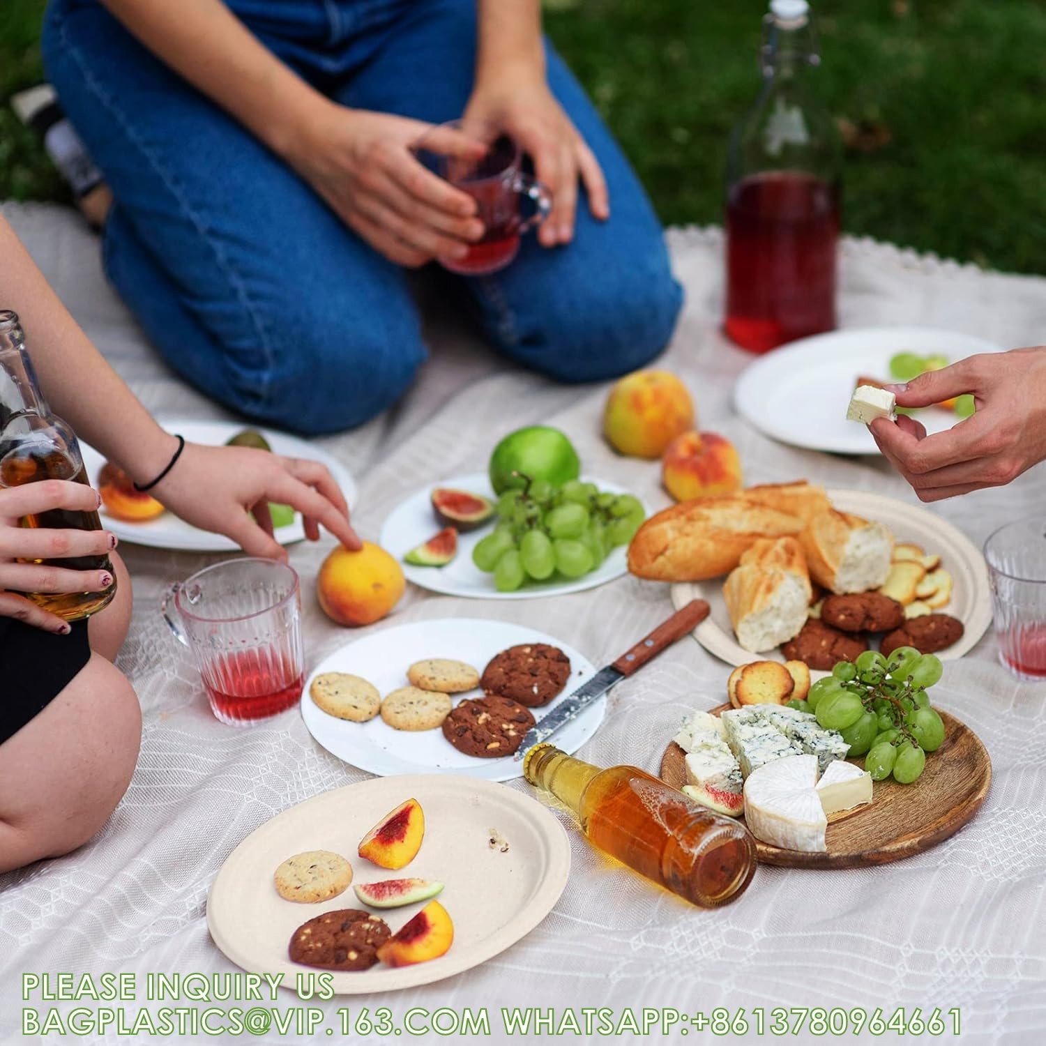 10 inch Compostable Plates Heavy-Duty Disposable Paper Plates Bagasse Natural Biodegradable Eco-Friendly Sugarcane