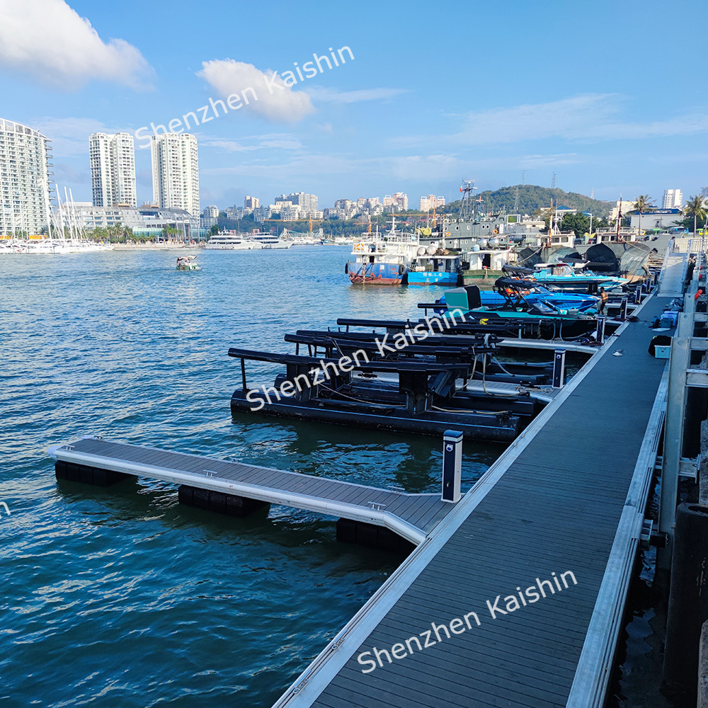 Quality Finger Floating Aluminum Alloy Pontoon Dock Hardwood Decking Floating Jetty for sale