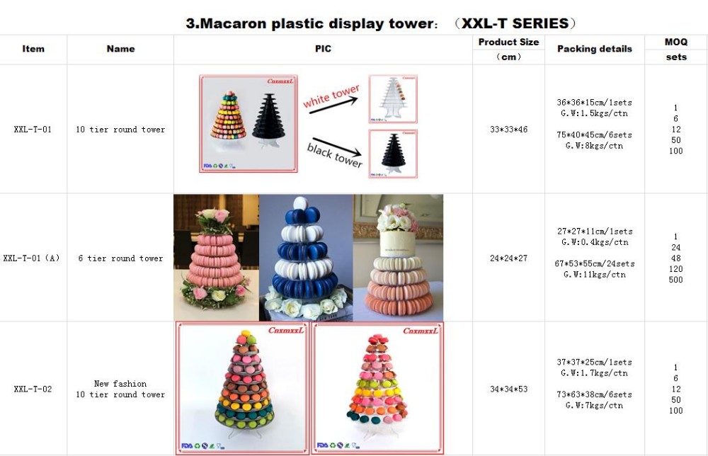Classic Plastic 10 Tier Macaron Tower Pyramid Macaron Stand Case