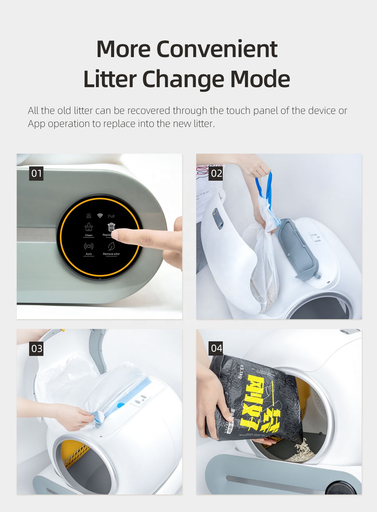 9L Smart Cat Toilet PP PS Smart Self Cleaning Litter Box 900ml