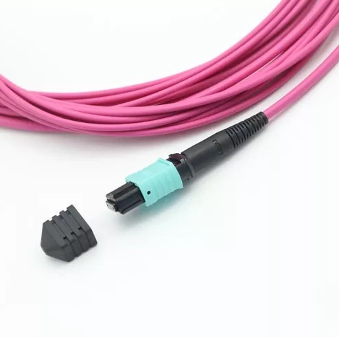 24 Way MPO MTP 40G 100G SFP OM4 Optic Fiber Patch Cord Violet 10M