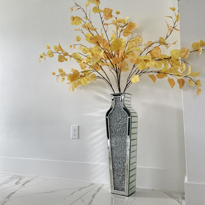 Home Decoration Mirrored Furniture Tall Floor Vase Clear Glass Crystal For Wedding