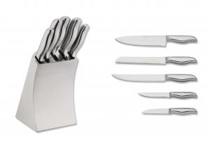 China 5PCS kitchen knife set in stainless steel knife block on sale