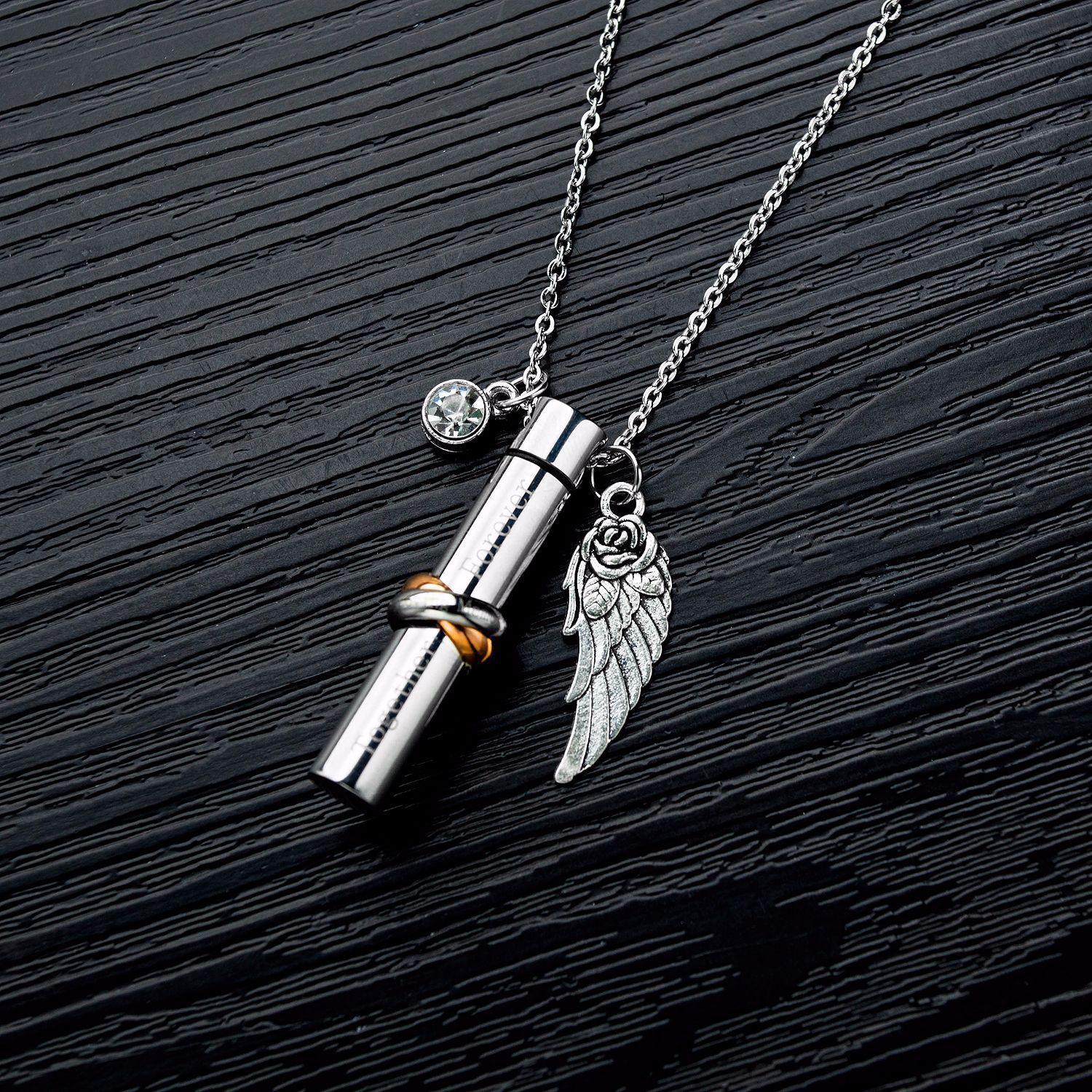 Unique Designs Together Forever Memorial Pet Urn Pendant Stainless Steel Necklace