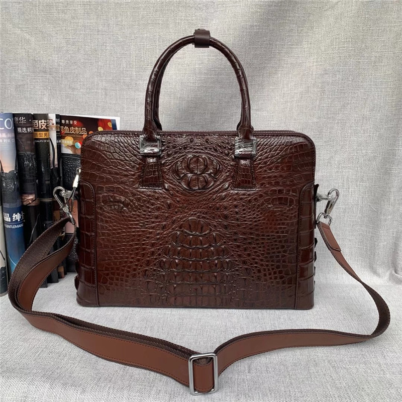 Authentic Crocodile Skin Businessmen Briefcase Laptop Handbag Genuine Exotic Alligator Leather Male Large Shoulder Bag