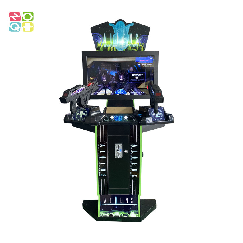 42" Screen Plywood Cabinet HD Aliens Shooting Arcade Game Machine For 2 Player