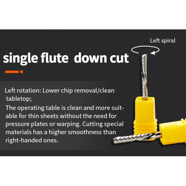 3.175mm Solid Carbide Single O Flute Downcut Spiral Endmill 1F Milling Cutter for Acrylic MDF Aluminum Wood Down-Cut Router