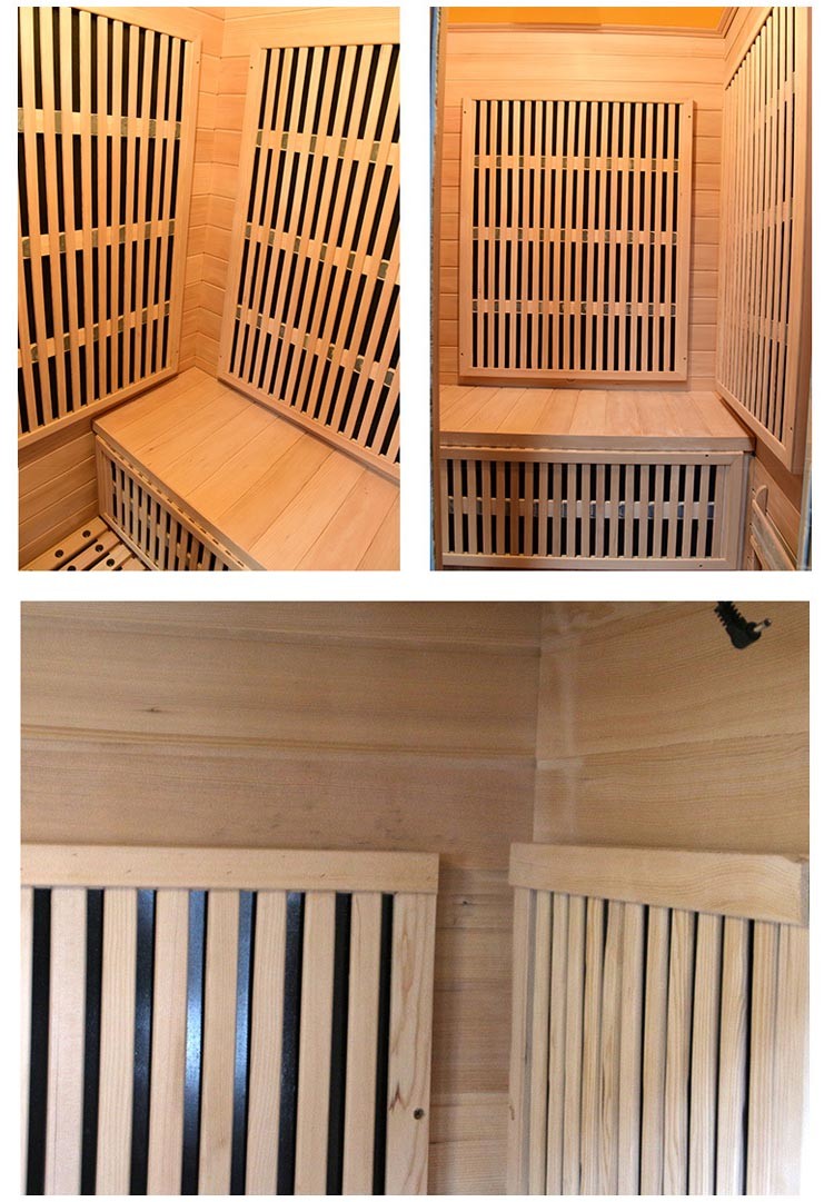Wooden Infrared Sauna Room with Canadian Hemlock Wood Two Person Design