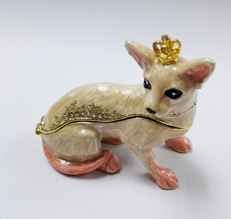 Factory direct selling New design Pewter Alloy Crown Dog metal trinket box