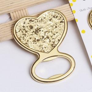 China Cool Innovative wholesale wedding favor, fancy gift, gold plating heart shape wedding ring bottle opener on sale