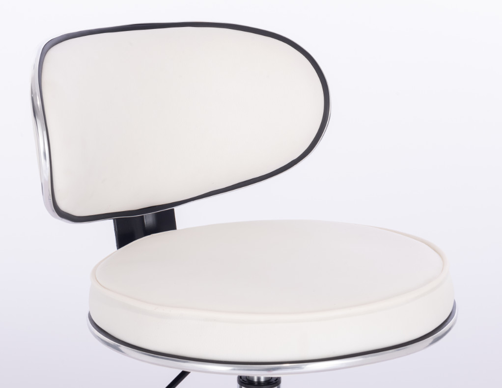 Leather Modern Upholstered Office Chair 46.5-57.5cm Round Frame With Swivel Adjustable Chrome Leg And Castors