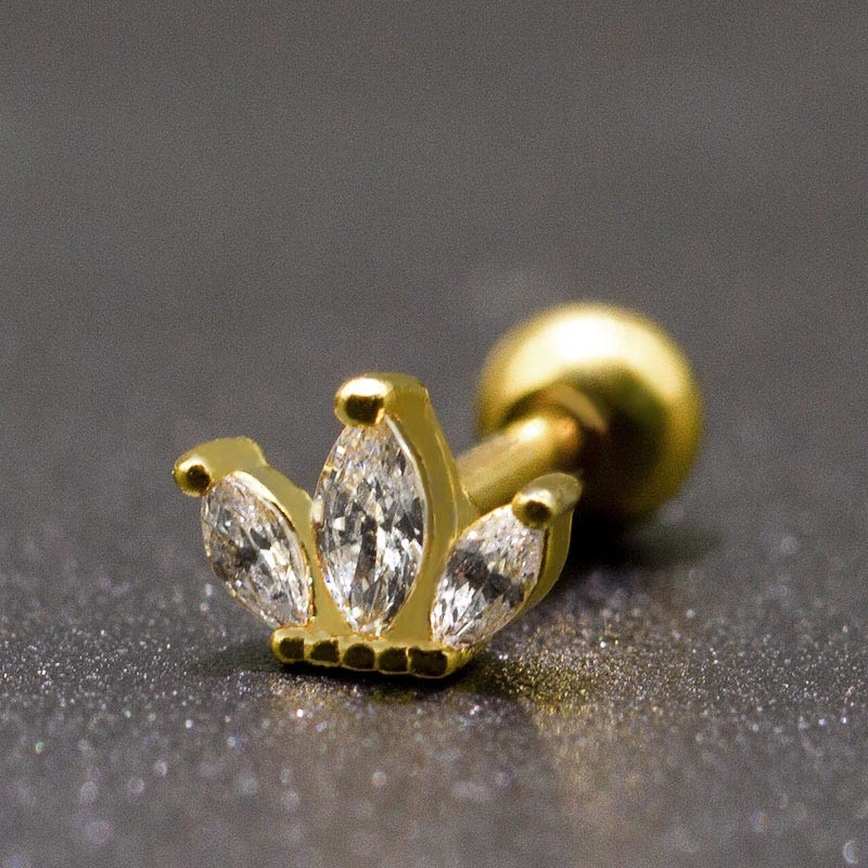 Gold Color Plated Ear Piercing Jewellery 16 gauge Golden Moon
