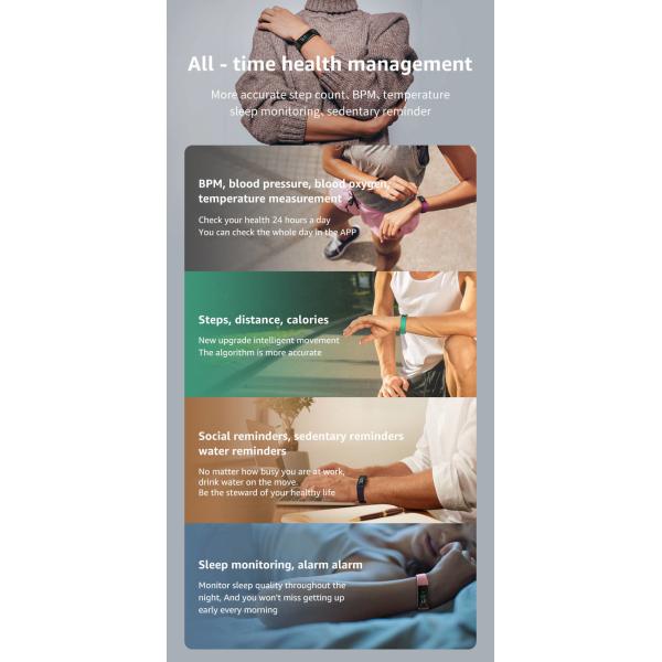 TPU Strap Bluetooth Smart Bracelet BLE5.0 210mm Wristband