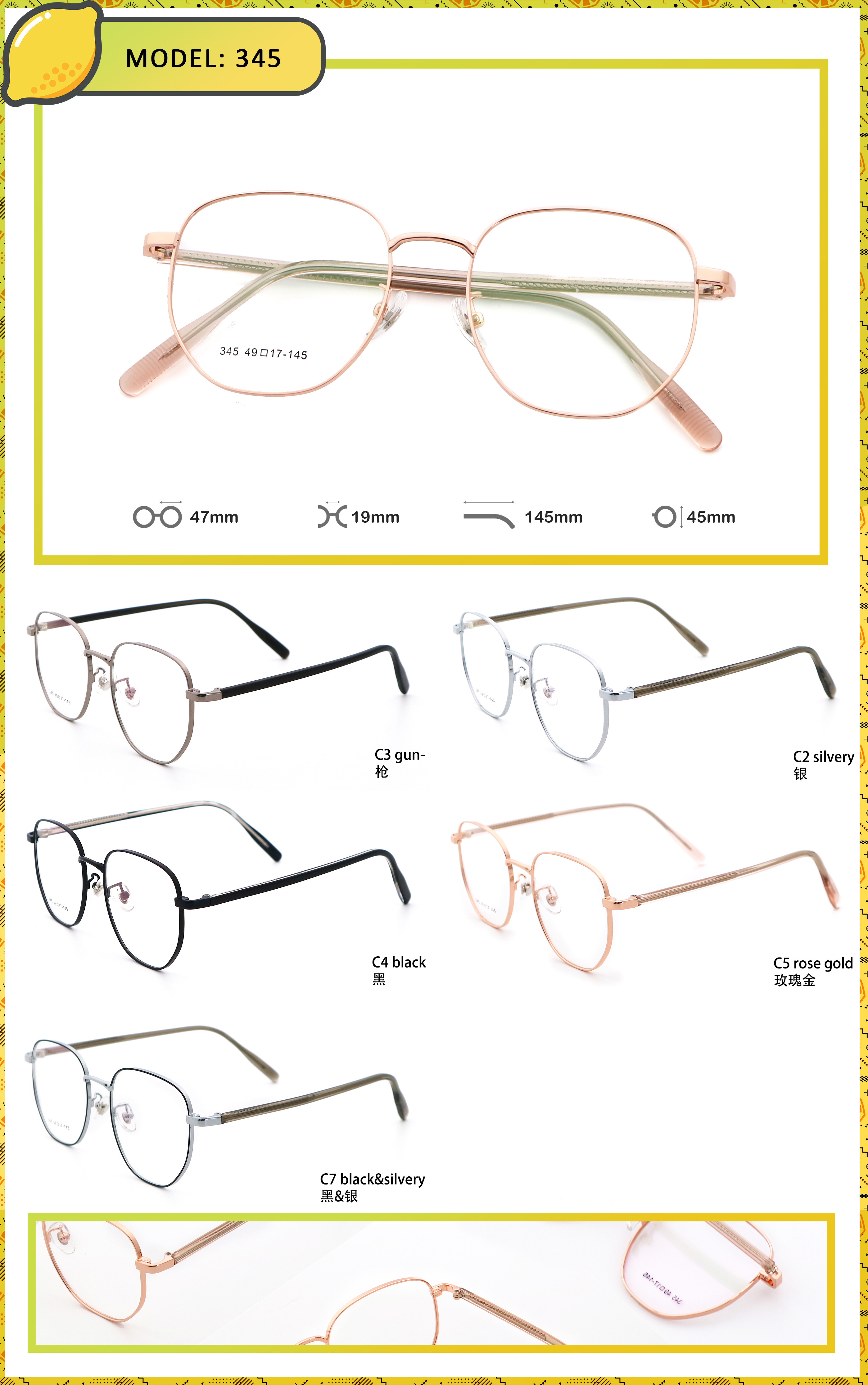 Ultralight Sophisticated Vintage Custom Metal Eyeglass Frames Acetate Optical