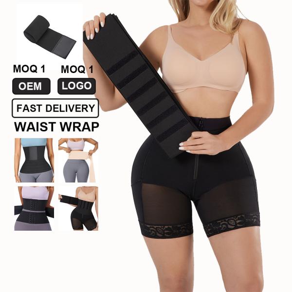 Firm Control Waist Trainer with Knitted Butt Lifter Waist Wrap Band and Latex