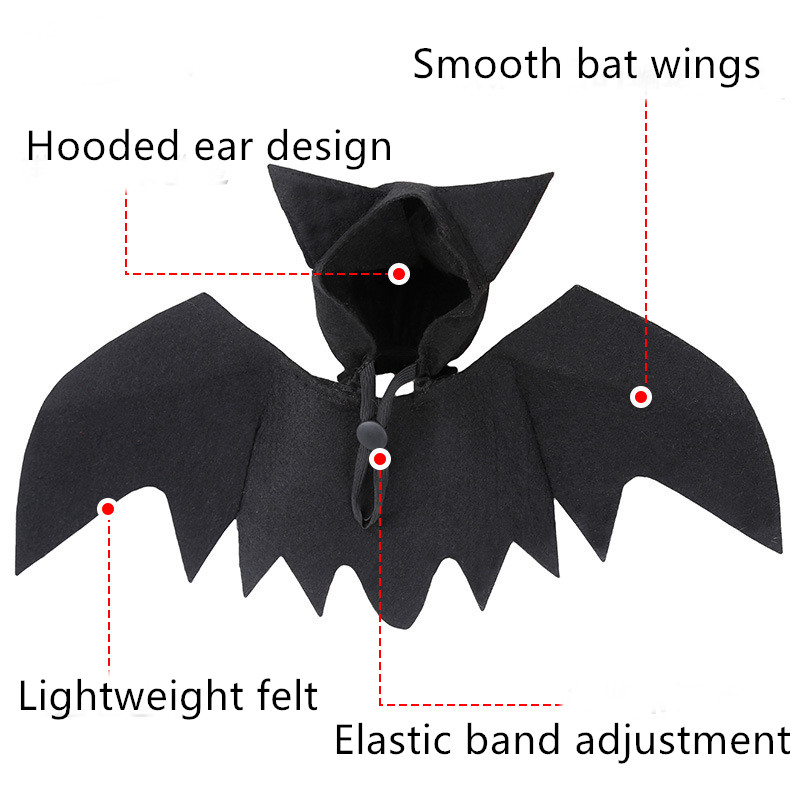 100g Halloween Pet Bat Wings Black Cool Dog Cat Bat Hat Disguise Pet Costume