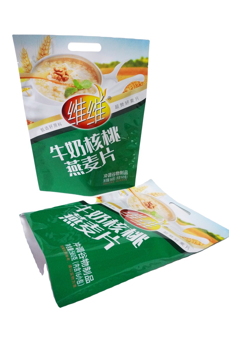 Safety Hand Size Handle Easy To Carry Morning Oats Food Graded Laminated Packaging Bag