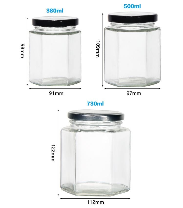 Clear Bottle Jars With Lids Hexagon Glass Storage Jar For Tea Canister