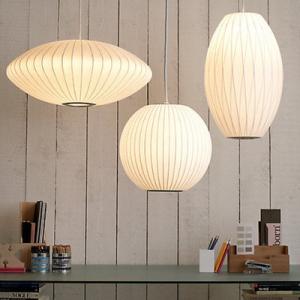 China White Silk Natural Wood Pendant Light George Nelson Bubble Saucer 300MM Dimensions on sale