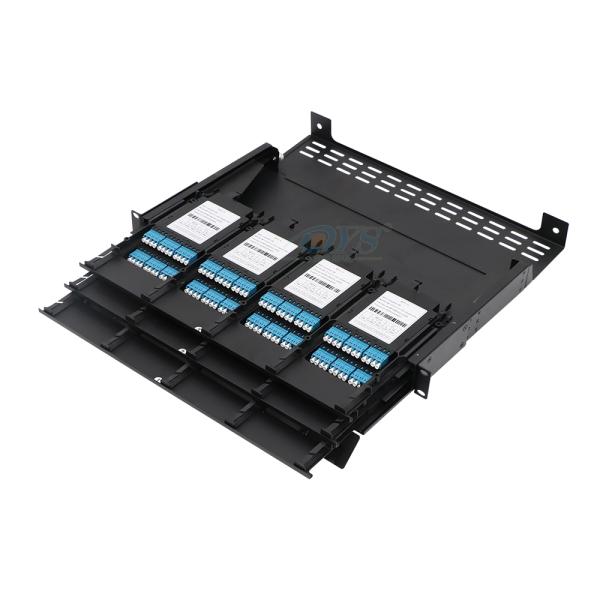 19 inch 1U MPO Fiber Optic Patch Panel with MPO - LC 24F Optical Cassettes