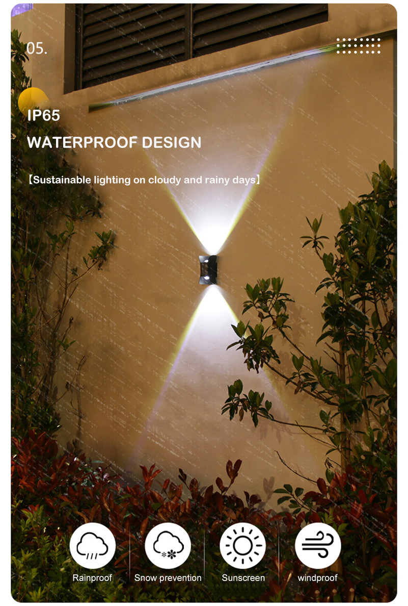 5V / 70ma Solar LED Wall Lights Lamp Outdoor Exterior Fixture For Indoor