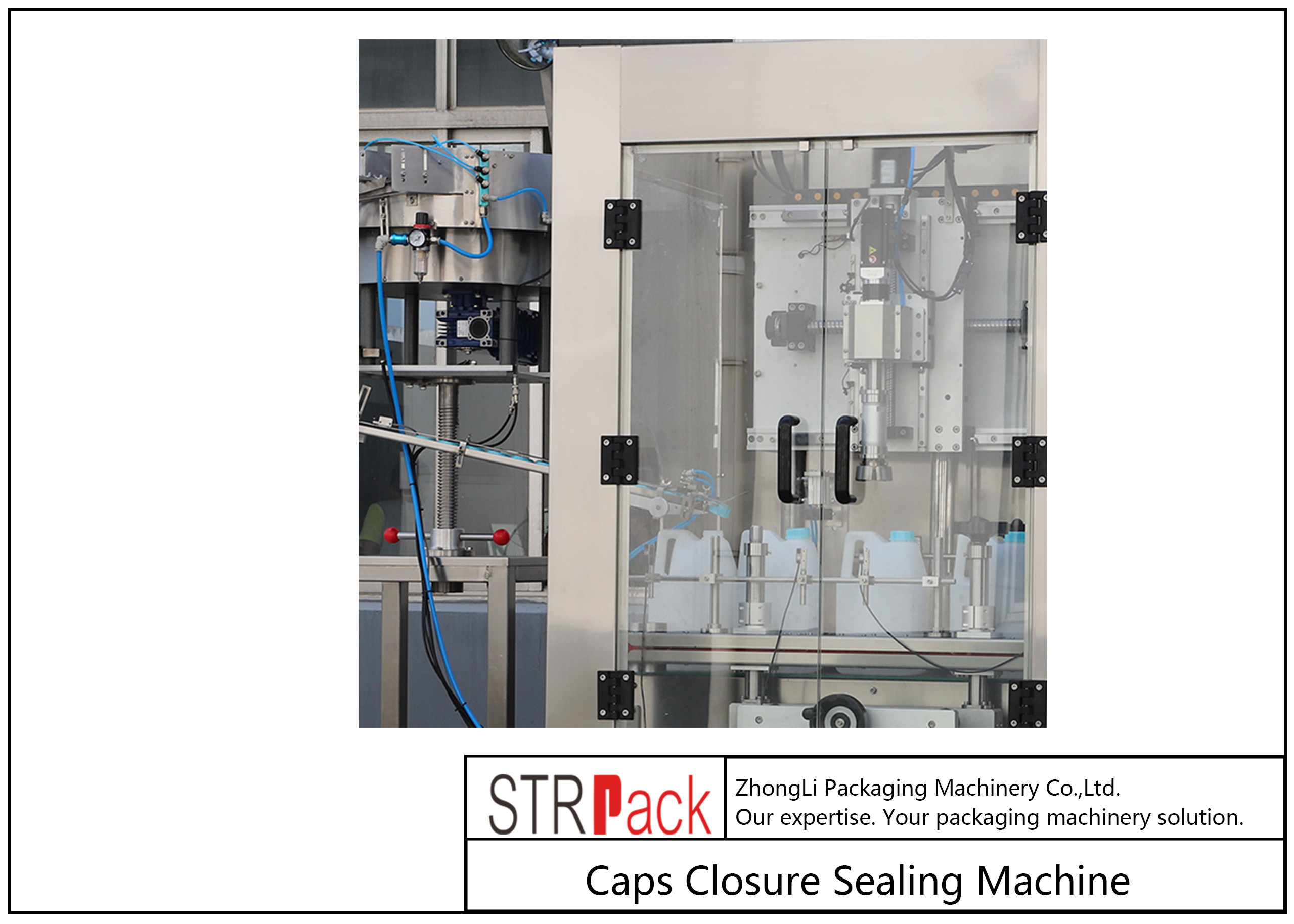 Tracking Plastic Caps Closure Sealing Machine Bottle Neck Take Cap System