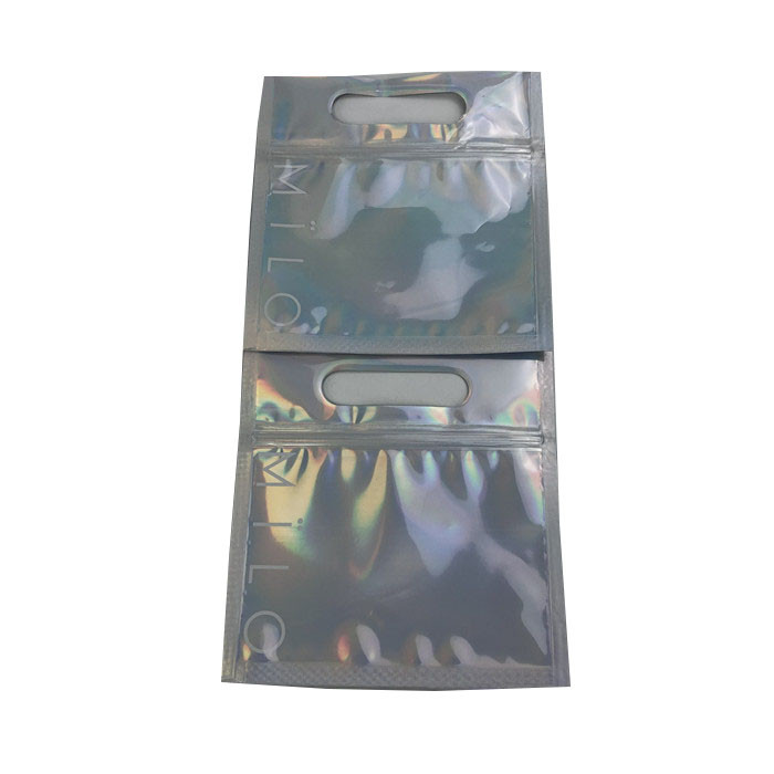 Holographic Laser Cosmetic Packaging Bag CMYK Handle