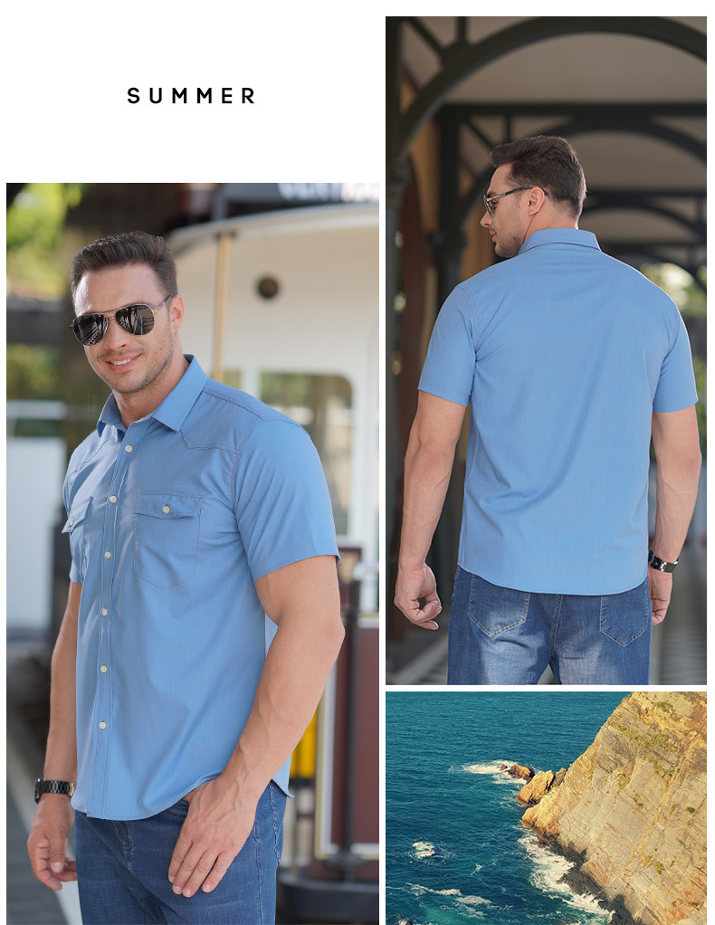 2022 Fashion Summer Short Sleeves Men's Shirts Plus Size with Nonwoven Weaving Method