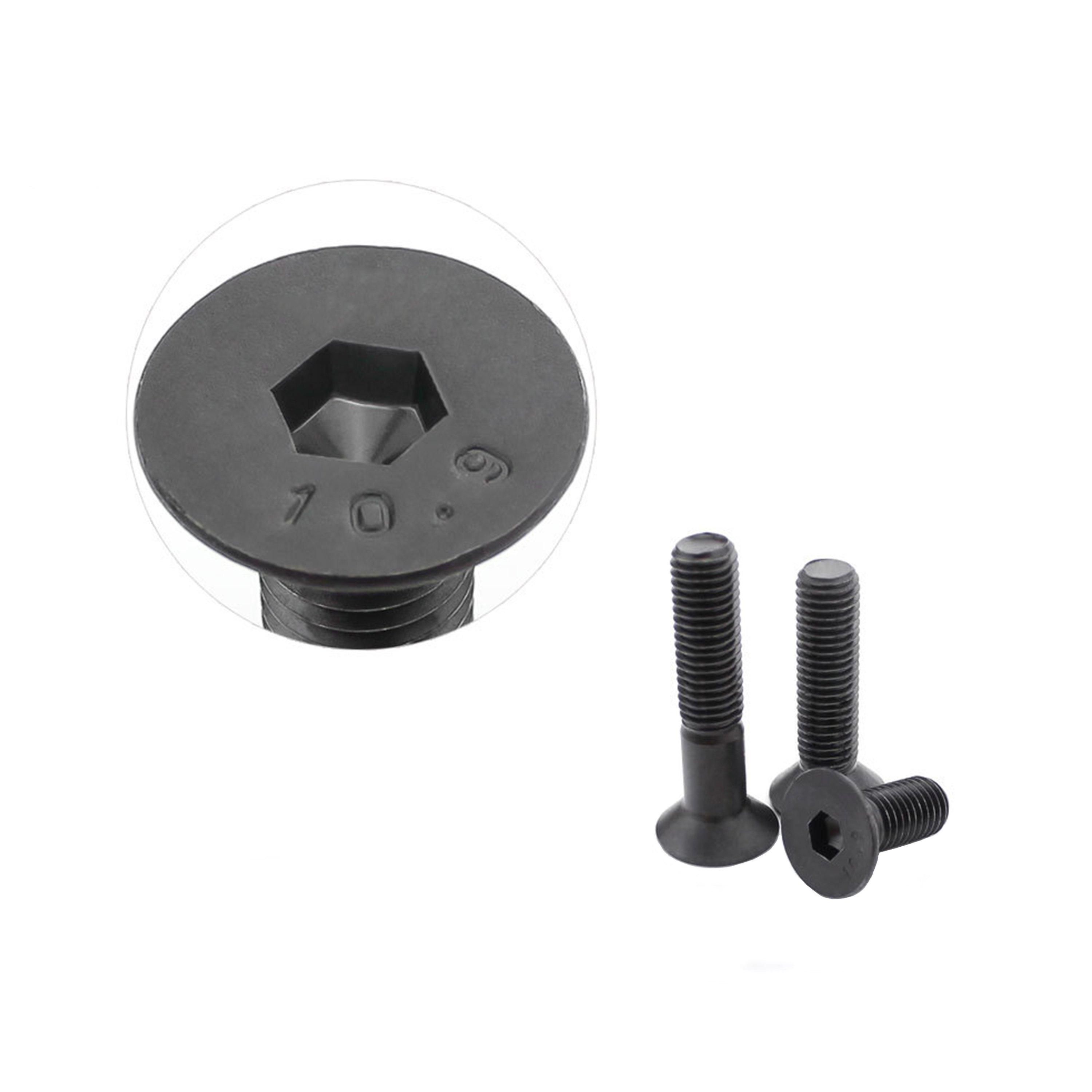100% QC Tested Black Oxide Grade 10.9/12.9 M4 Flat Socket Bolt with Countersunk Head