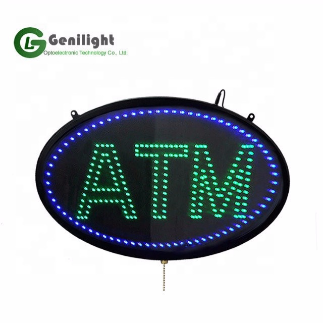 ATM LED Sign Bright Neon Light Glow 3 Flash Settings Perfect for Business Advertising