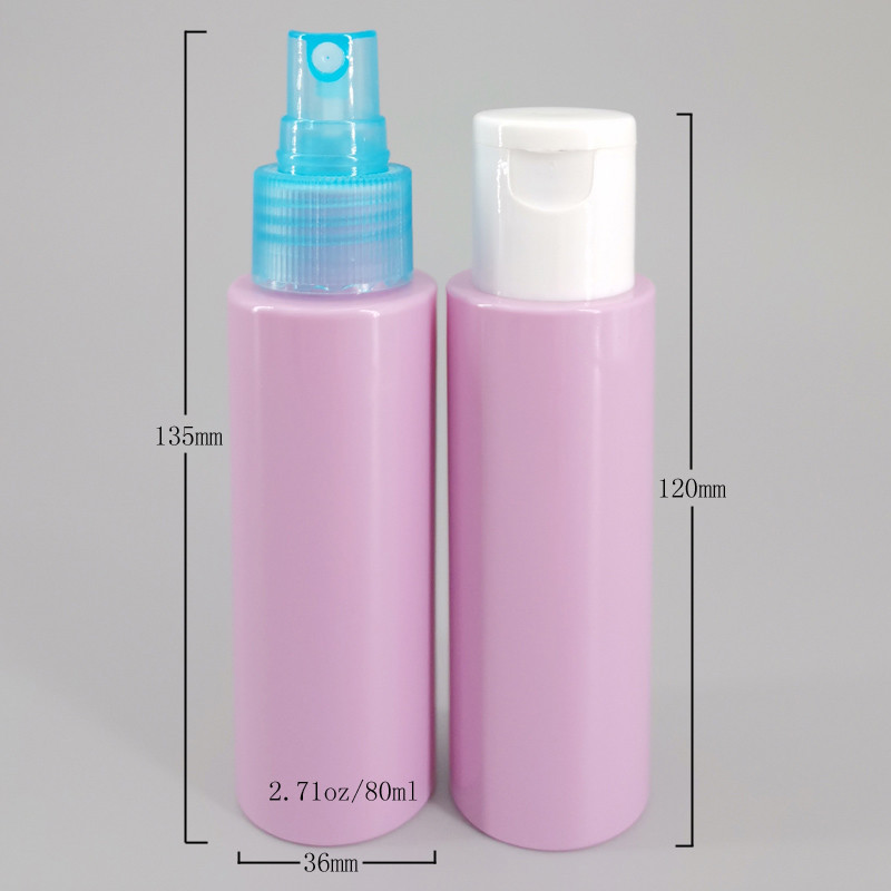 Flip Cap Cylinder PET Plastic Perfume Spray Bottle 2.71oz 80ml