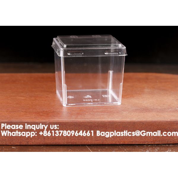 4.8oz/140ml Clear Dessert Cups With Lids And Spoons, Reusable Plastic Rectangle Dessert Cups,Mini Serving Bowl For Desserts Mousses,Puddings,Party