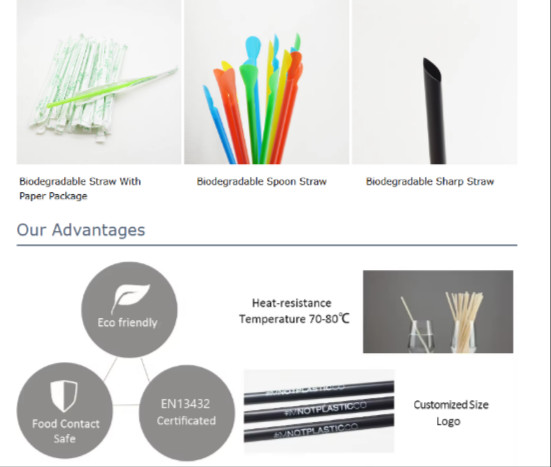 White 100% Compostable PLA Drinking Bendy Straw U Shaped Straw For Milk