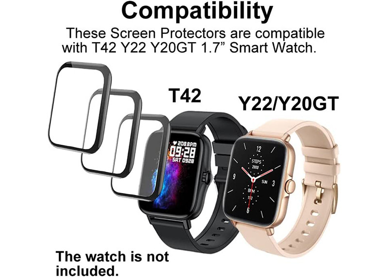 1.3inch Full Coverage Curved Edge Glass Smartwatch Screen Protector 3 PACK