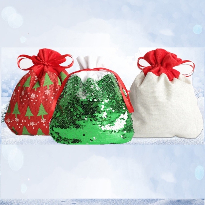 Customizable Sublimation Christmas Bags Santa Claus Gift Bag For Children