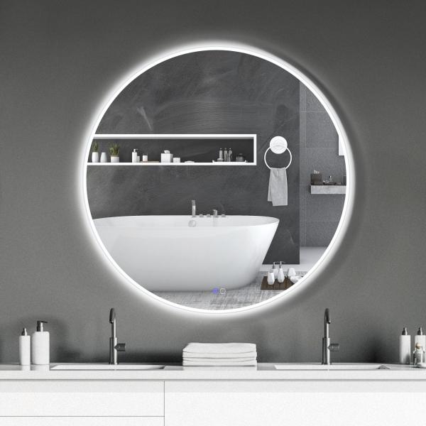 5000K LED Round Bathroom Mirror Anti Fog Round Bathroom LED Mirror Intelligent